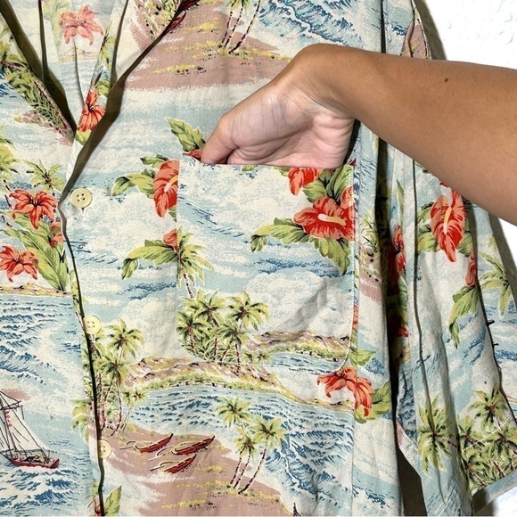 Polo Sport By Ralph Lauren Hawaiian Print Button Front Short Sleeve Top Sz XL M - Picture 3 of 12